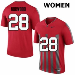 NCAA Ohio State Buckeyes Women's #28 Joshua Norwood Throwback Nike Football College Jersey ZWG8445DB